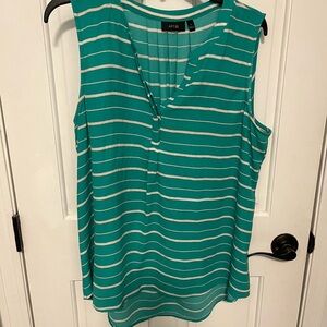 Apt. 9 Teal and White Striped Sleeveless Blouse